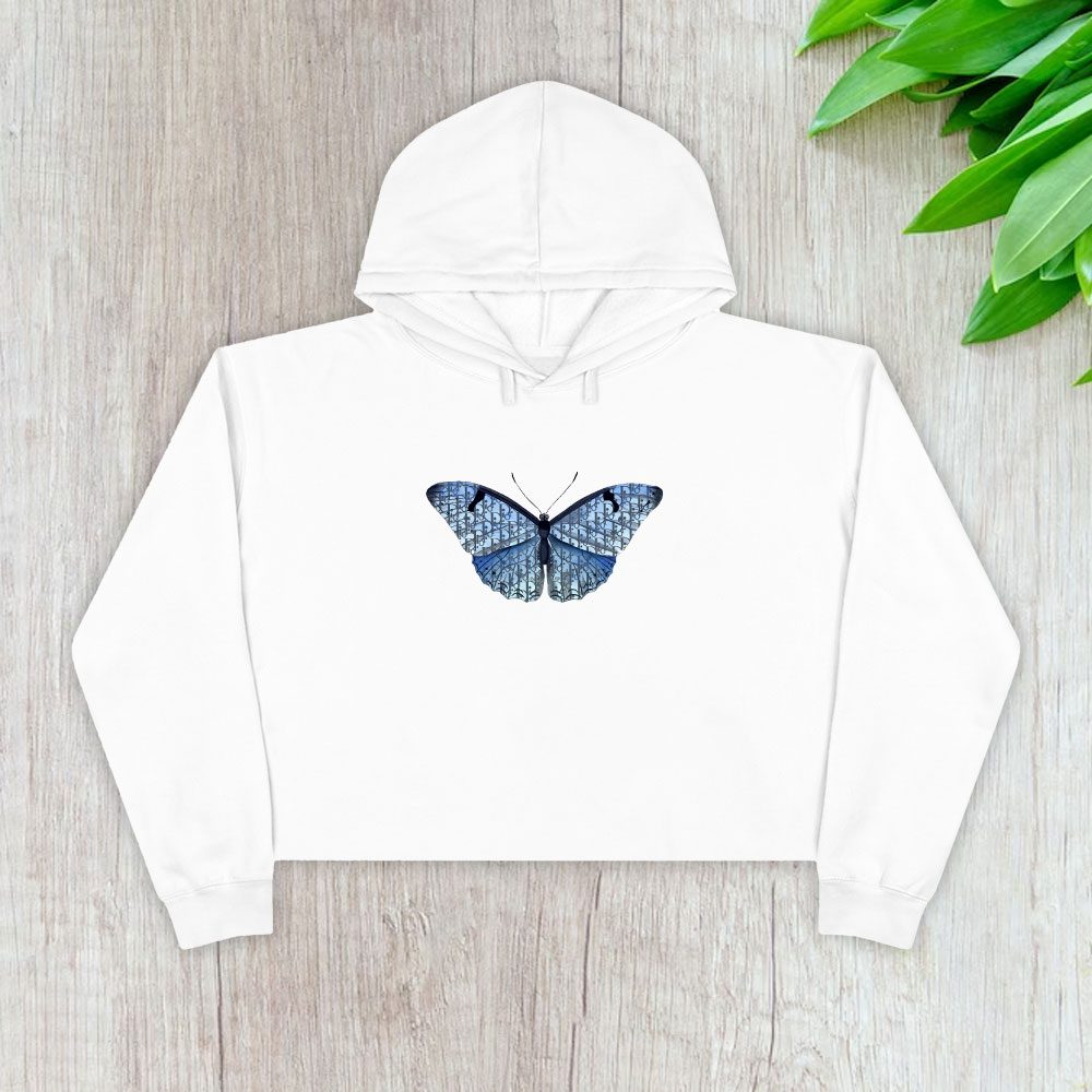 Dior-Logo-Luxury-Pattern-Butterfly-Crop-Pullover-Hoodie-For-Lady-CPH1193 Dior Logo Luxury Pattern Butterfly Crop Pullover Hoodie For Lady CPH1193
