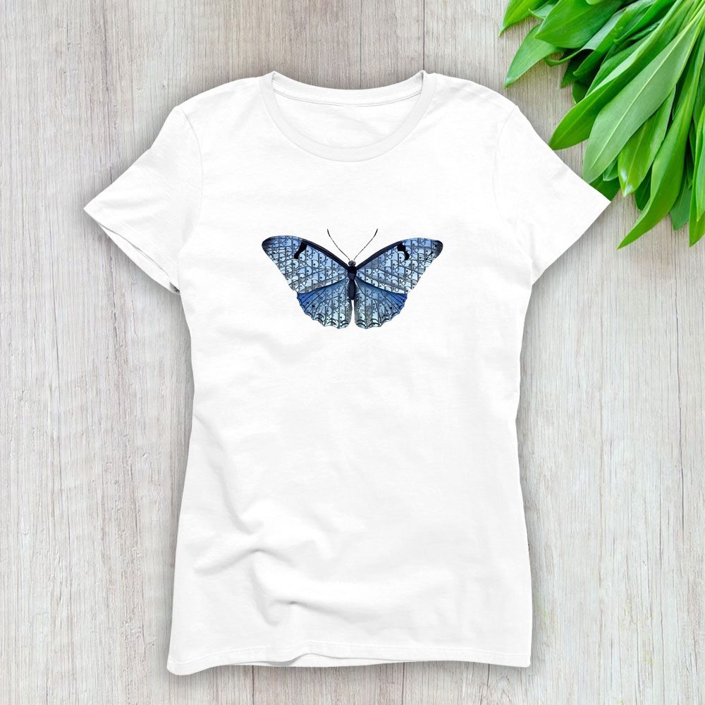 Dior-Logo-Luxury-Pattern-Butterfly-Lady-T-Shirt-Luxury-Tee-For-Women-LDS1195 Dior Logo Luxury Pattern Butterfly Lady T-Shirt Luxury Tee For Women LDS1195