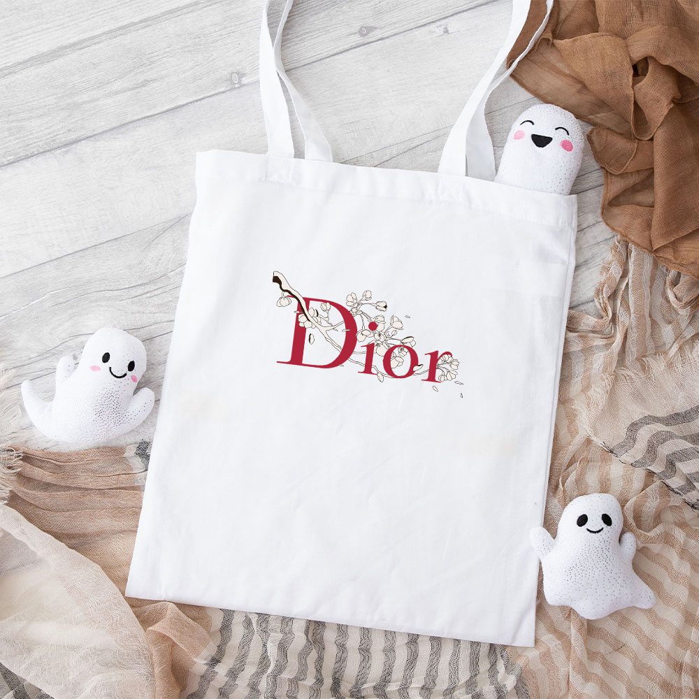Dior-Logo-Luxury-Sakura-Flower-Cotton-Canvas-Tote-Bag-TTB1191 Dior Logo Luxury Sakura Flower Cotton Canvas Tote Bag TTB1191