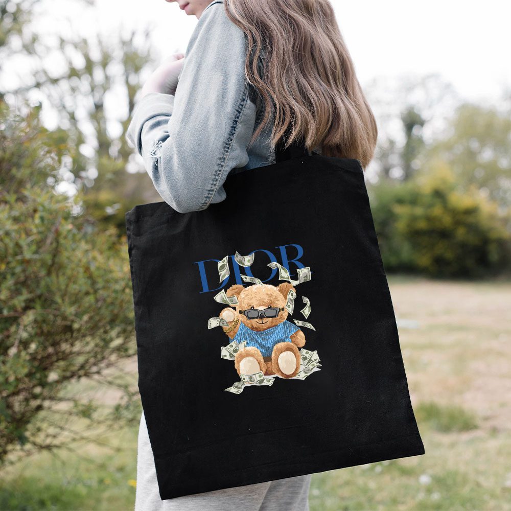 Dior-Logo-Luxury-Teddy-Bear-Cotton-Canvas-Tote-Bag-TTB1195-2