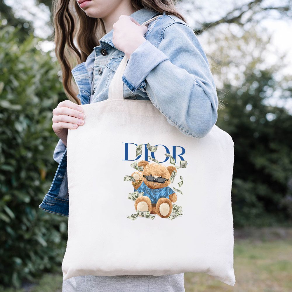 Dior-Logo-Luxury-Teddy-Bear-Cotton-Canvas-Tote-Bag-TTB1195-3