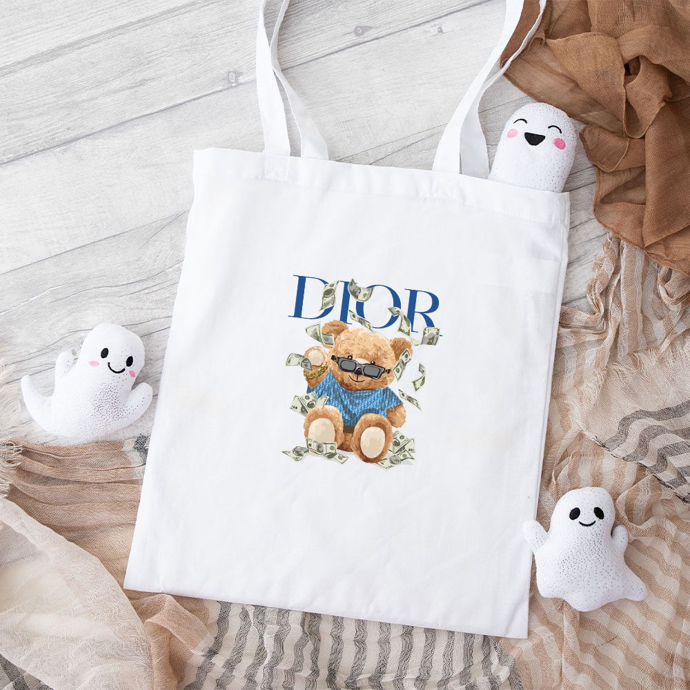 Dior-Logo-Luxury-Teddy-Bear-Cotton-Canvas-Tote-Bag-TTB1195 Dior Logo Luxury Teddy Bear Cotton Canvas Tote Bag TTB1195