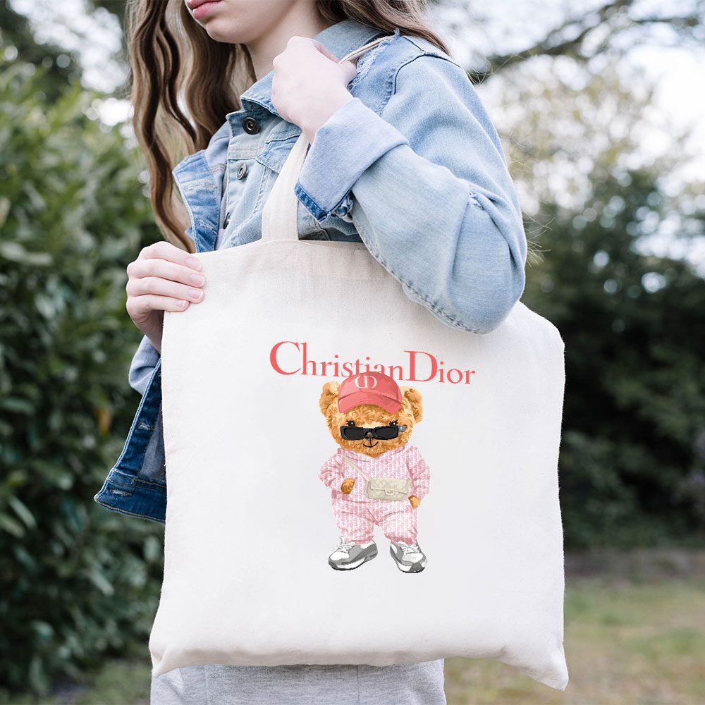Dior-Logo-Luxury-Teddy-Bear-Cotton-Canvas-Tote-Bag-TTB1196-3