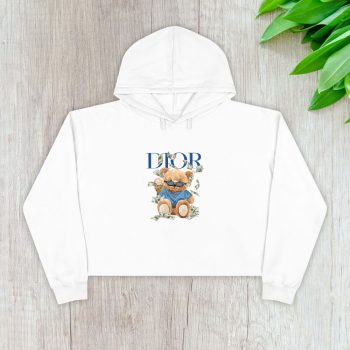 Dior Logo Luxury Teddy Bear Crop Pullover Hoodie For Lady CPH1195