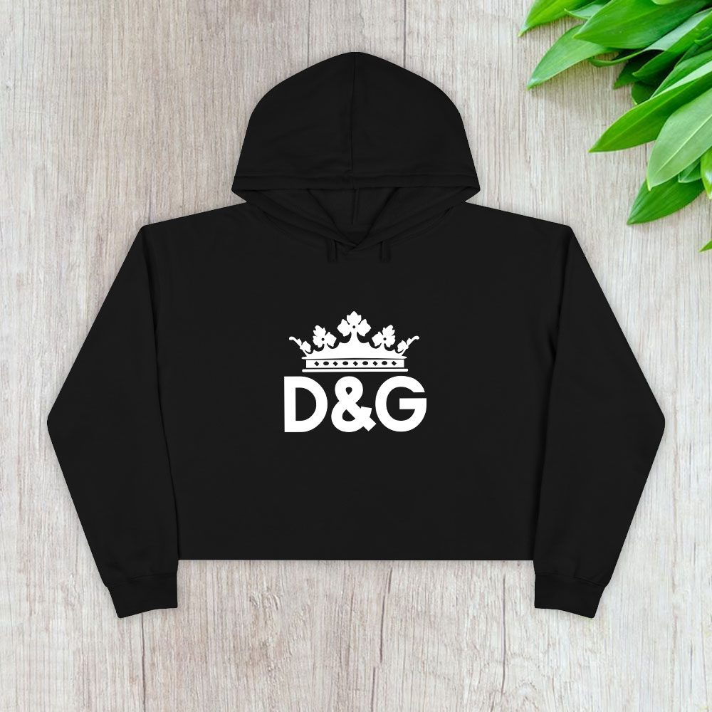 Dolce-Gabbana-King-Logo-Luxury-Crop-Pullover-Hoodie-For-Lady-CPH1204 Dolce & Gabbana King Logo Luxury Crop Pullover Hoodie For Lady CPH1204