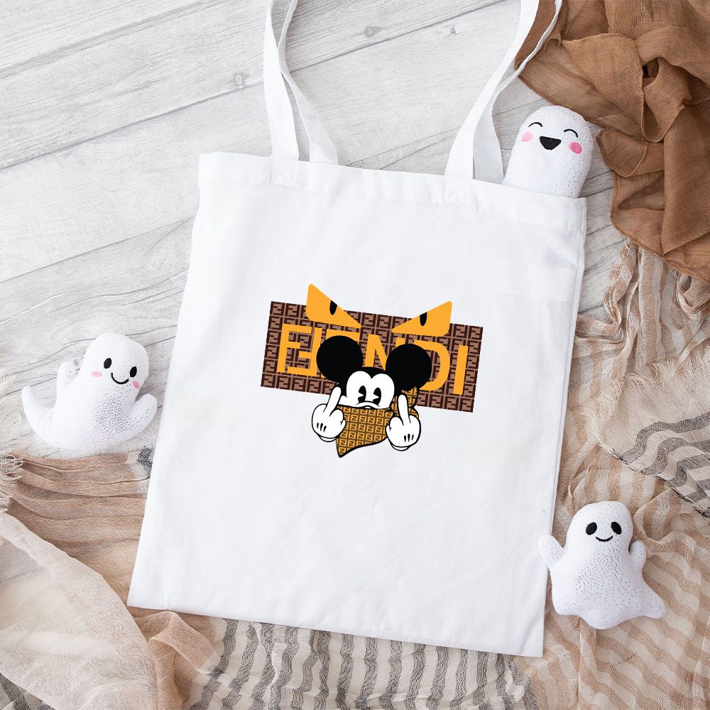 Fendi-Diabolic-Eyes-Mickey-Mouse-Cotton-Canvas-Tote-Bag-TTB1267 Fendi Diabolic Eyes Mickey Mouse Cotton Canvas Tote Bag TTB1267