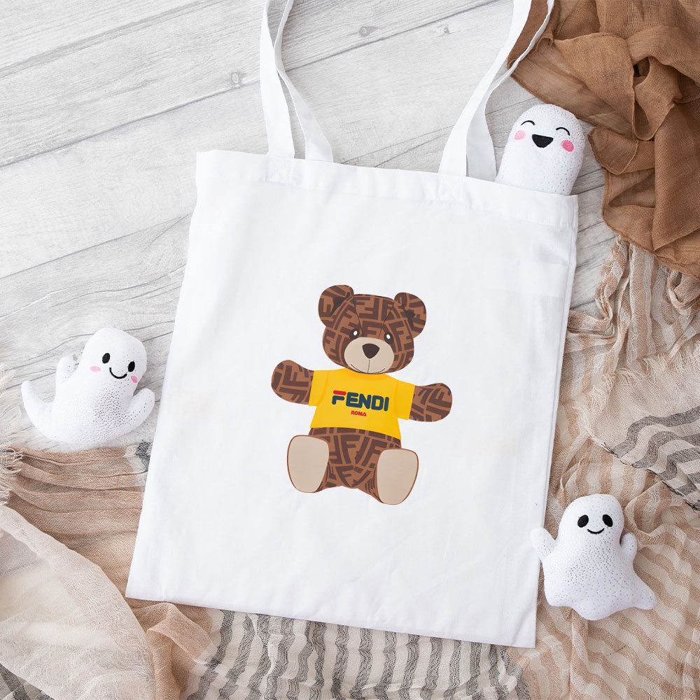 Fendi-Roma-Teddy-Bear-Cotton-Canvas-Tote-Bag-TTB1261 Fendi Roma Teddy Bear Cotton Canvas Tote Bag TTB1261