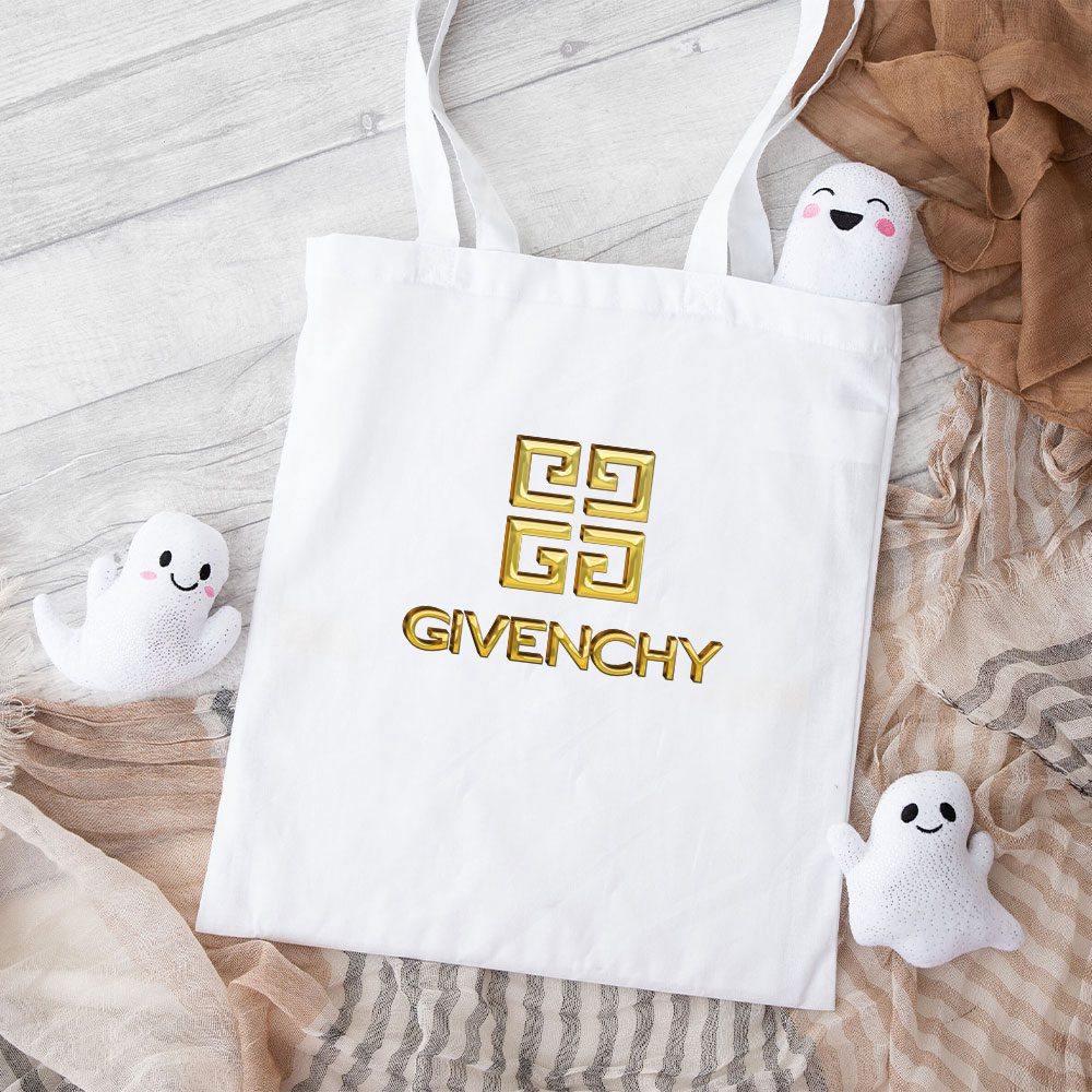 Givenchy-Gold-Logo-Luxury-Cotton-Canvas-Tote-Bag-TTB1285 Givenchy Gold Logo Luxury Cotton Canvas Tote Bag TTB1285