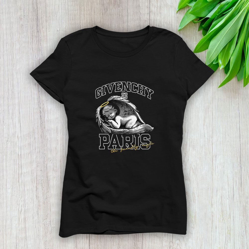 Givenchy-Logo-Luxury-Baby-Angle-Lady-T-Shirt-Luxury-Tee-For-Women-LDS1295 Givenchy Logo Luxury Baby Angle Lady T-Shirt Luxury Tee For Women LDS1295