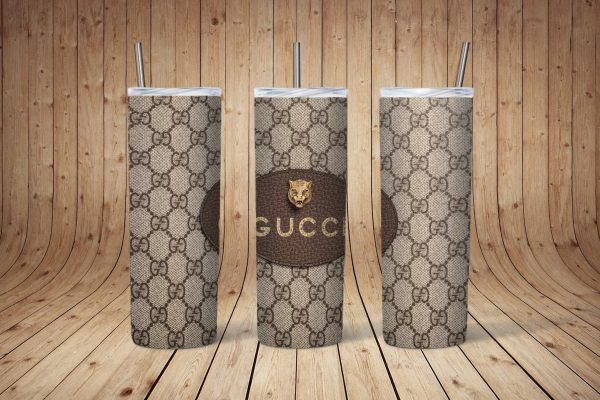 Gucci-Brown-Yeti-Inspired-Luxury-Skinny-Tumbler-20oz-SKT1513 Gucci Brown Yeti Inspired Luxury Skinny Tumbler 20oz SKT1513