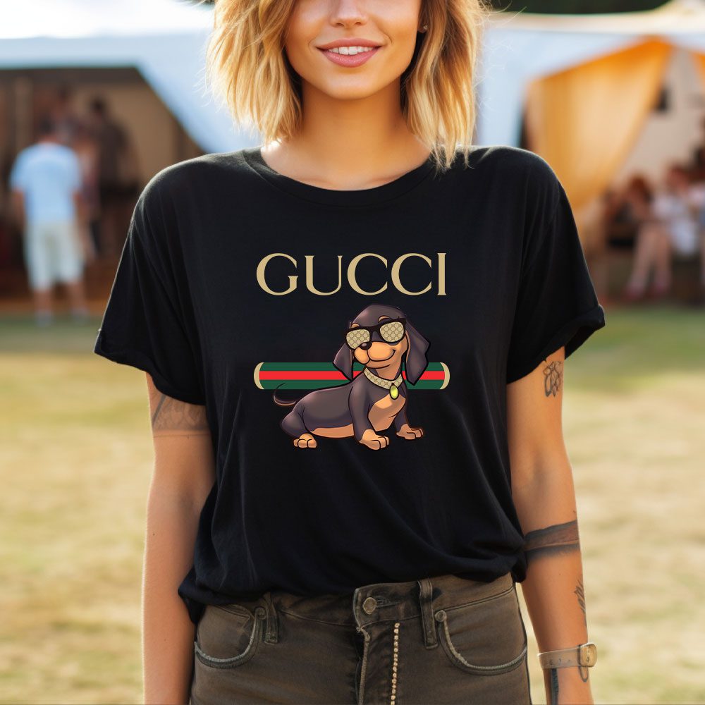 Gucci-Dachshund-Lady-T-Shirt-Luxury-Tee-For-Women-LDS1445-3