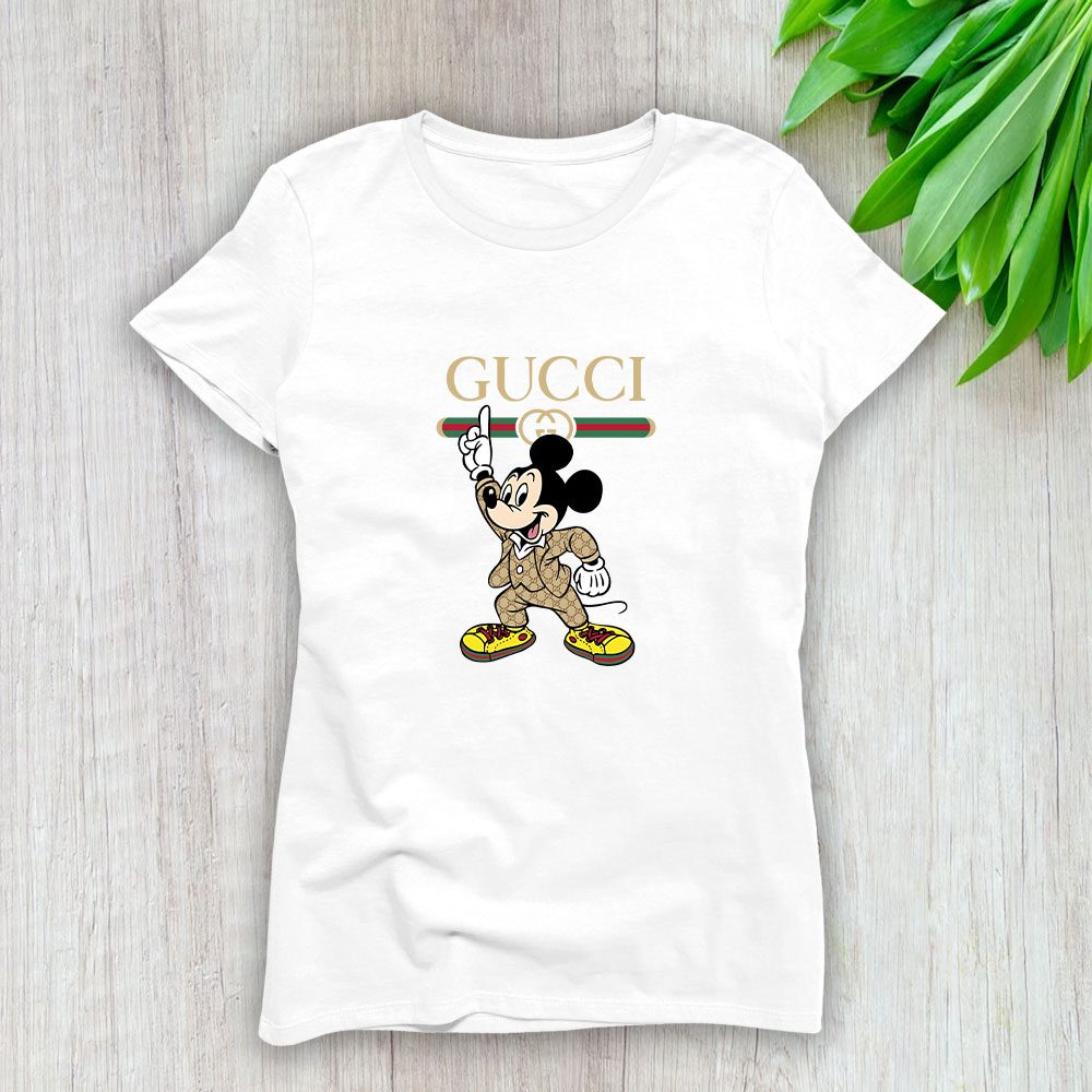 Gucci-Mickey-Mouse-Lady-T-Shirt-Luxury-Tee-For-Women-LDS1417 Gucci Mickey Mouse Lady T-Shirt Luxury Tee For Women LDS1417