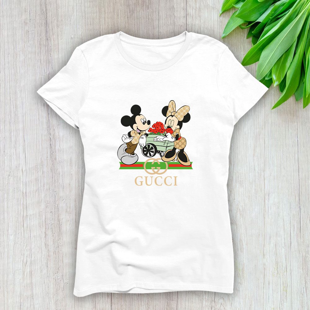 Gucci-Mickey-Mouse-Lady-T-Shirt-Luxury-Tee-For-Women-LDS1424 Gucci Mickey Mouse Lady T-Shirt Luxury Tee For Women LDS1424