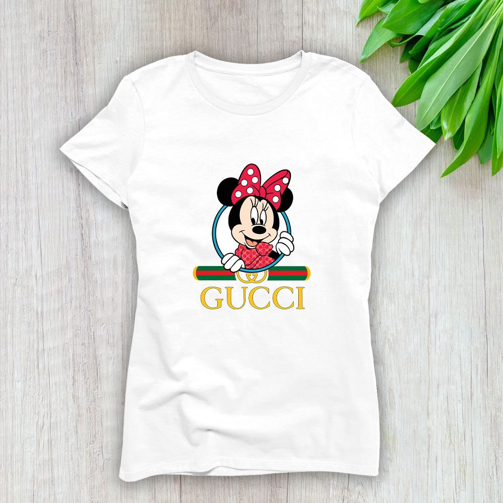 Gucci-Minnie-Mouse-Lady-T-Shirt-Luxury-Tee-For-Women-LDS1344 Gucci Minnie Mouse Lady T-Shirt Luxury Tee For Women LDS1344