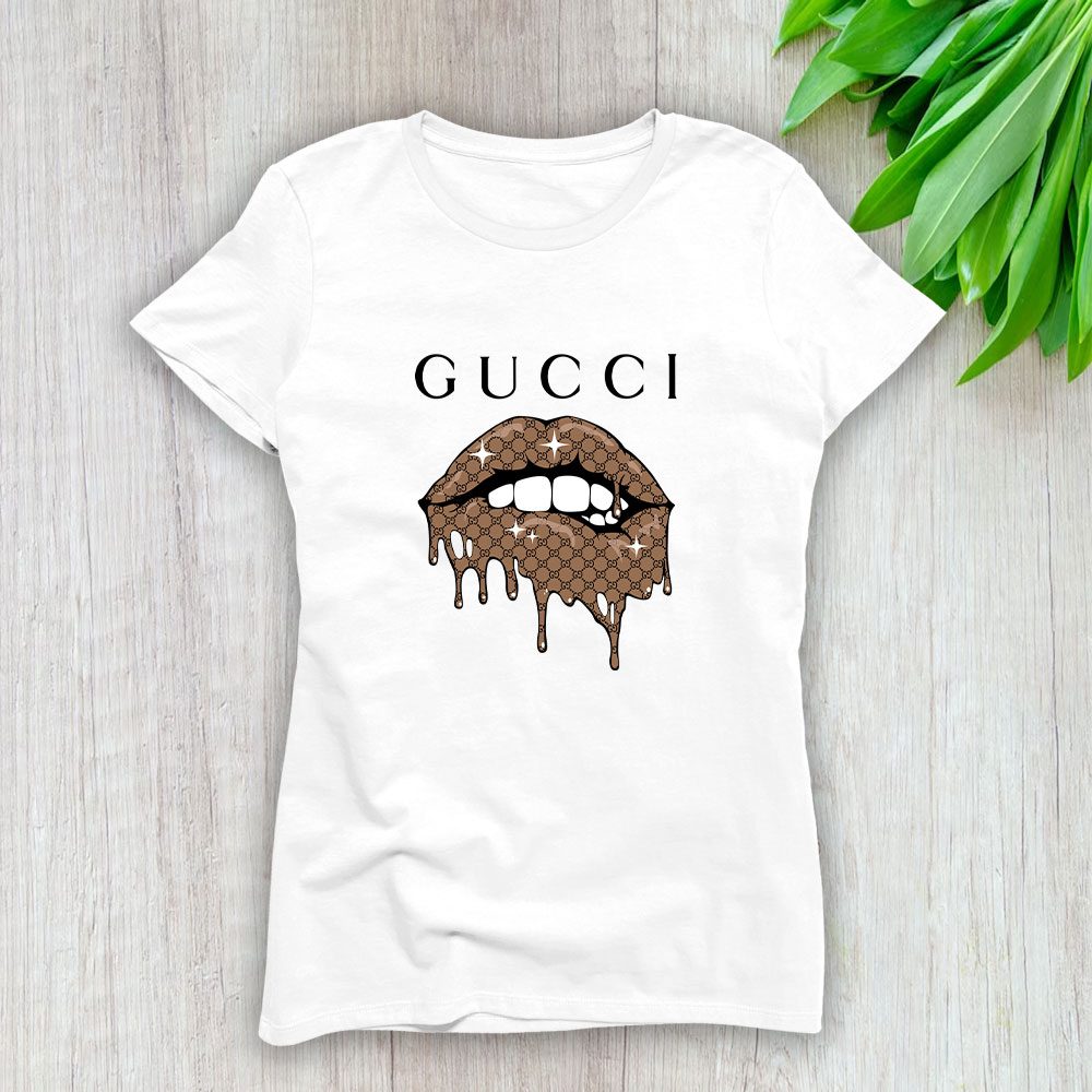 Gucci-Mouth-Lady-T-Shirt-Luxury-Tee-For-Women-LDS1458 Gucci Mouth Lady T-Shirt Luxury Tee For Women LDS1458
