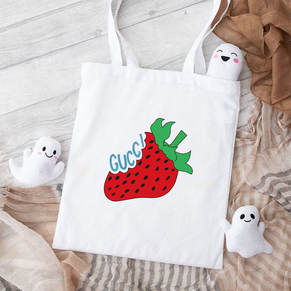 Gucci-Strawberry-Logo-Cotton-Canvas-Tote-Bag-TTB1348 Gucci Strawberry Logo Cotton Canvas Tote Bag TTB1348