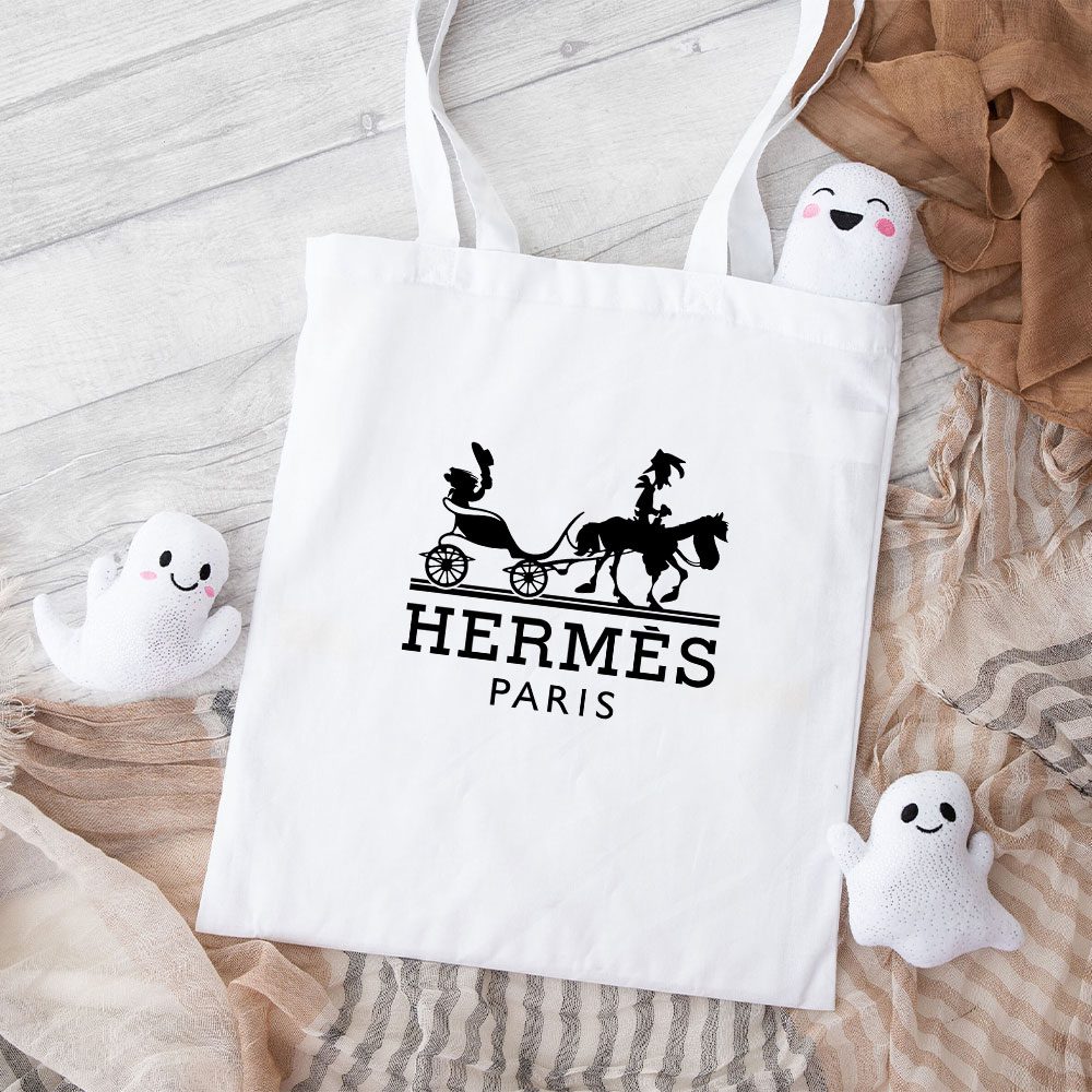 Hermes-Paris-Horse-Logo-Cotton-Canvas-Tote-Bag-TTB1503 Hermes Paris Horse Logo Cotton Canvas Tote Bag TTB1503
