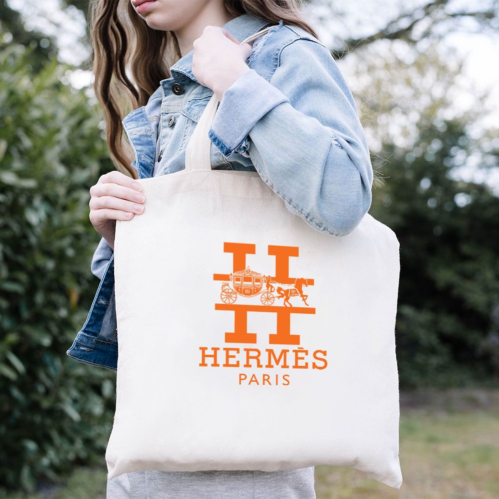 Hermes-Paris-Horse-Logo-Cotton-Canvas-Tote-Bag-TTB1508-3