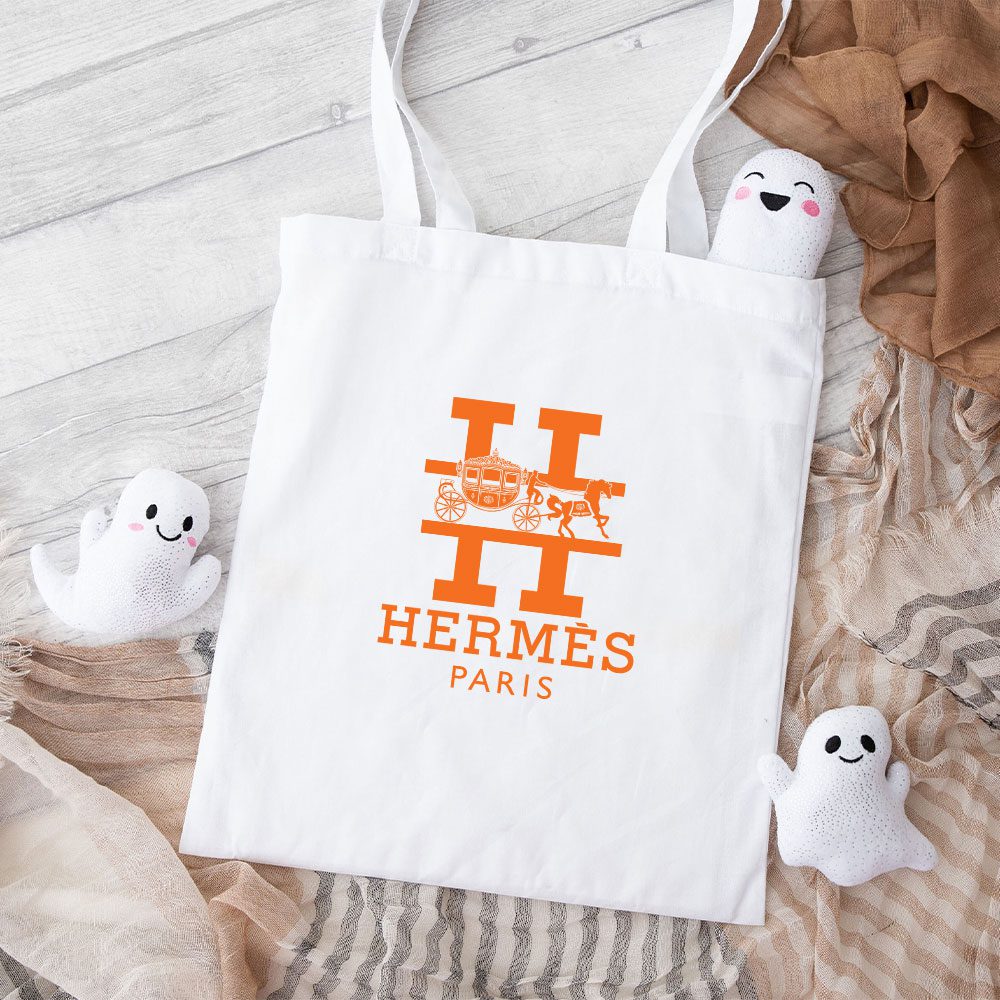 Hermes-Paris-Horse-Logo-Cotton-Canvas-Tote-Bag-TTB1508 Hermes Paris Horse Logo Cotton Canvas Tote Bag TTB1508