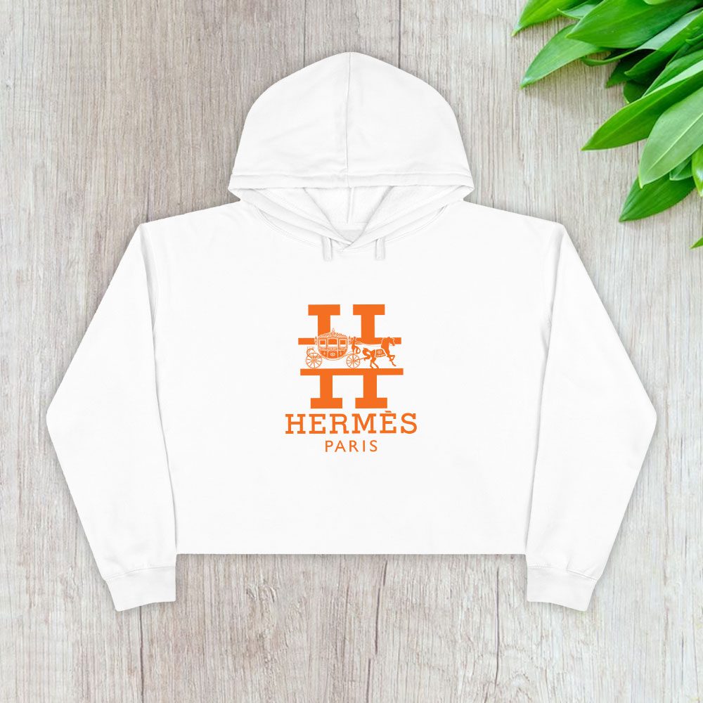 Hermes-Paris-Horse-Logo-Crop-Pullover-Hoodie-For-Lady-CPH1508 Hermes Paris Horse Logo Crop Pullover Hoodie For Lady CPH1508