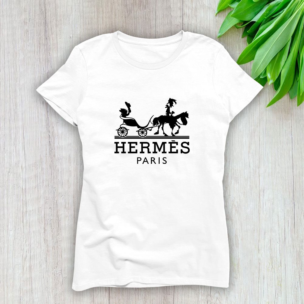 Hermes-Paris-Horse-Logo-Lady-T-Shirt-Luxury-Tee-For-Women-LDS1505 Hermes Paris Horse Logo Lady T-Shirt Luxury Tee For Women LDS1505
