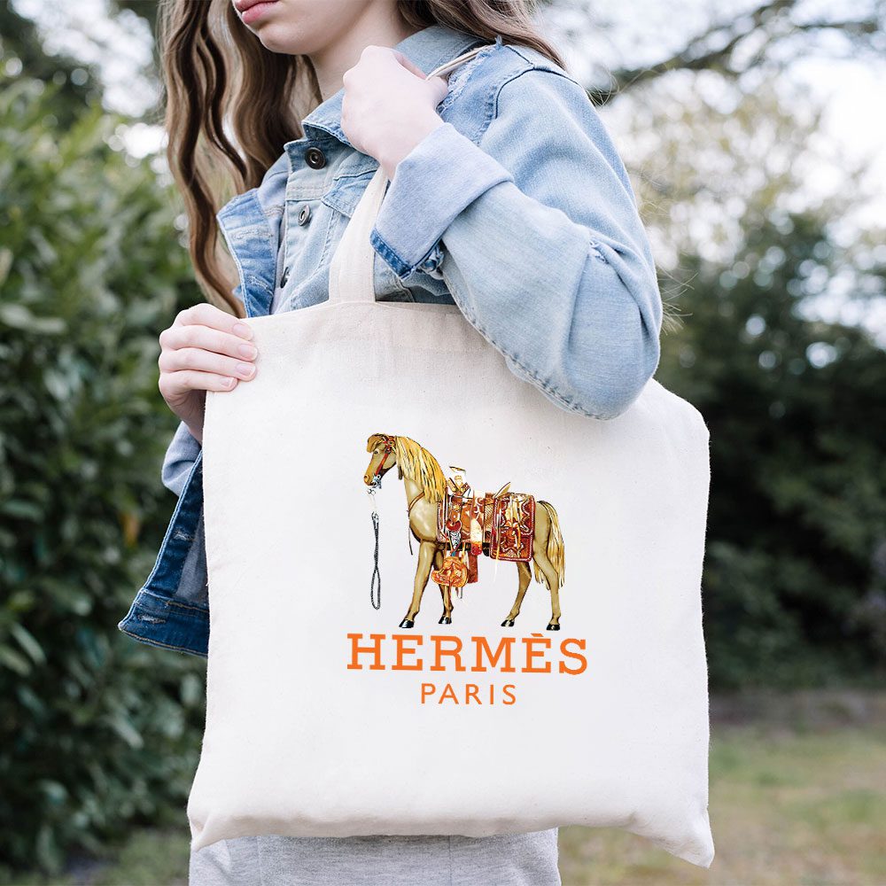 Hermes-Paris-Horse-Original-Logo-Cotton-Canvas-Tote-Bag-TTB1509-3