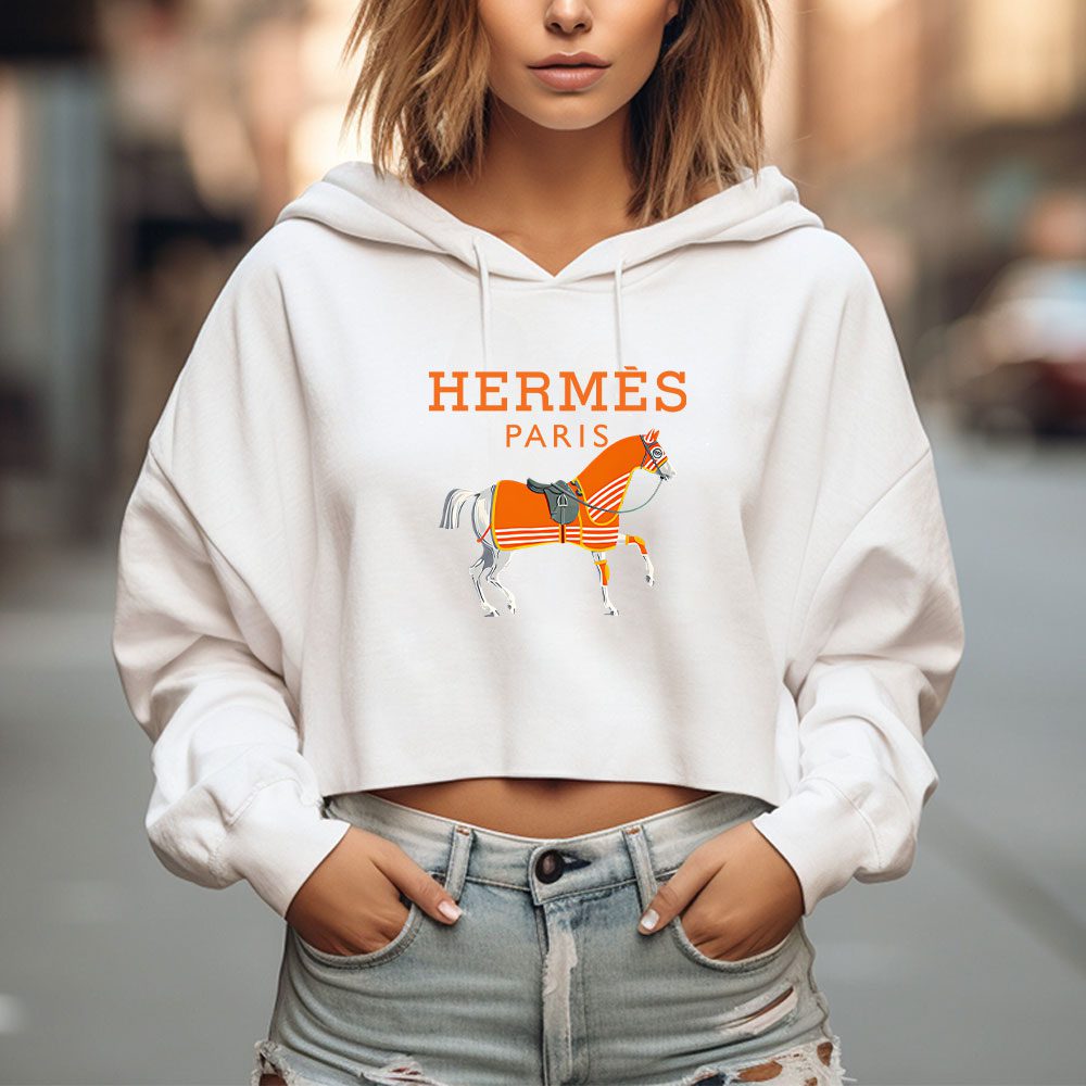 Hermes-Paris-Horse-Original-Logo-Crop-Pullover-Hoodie-For-Lady-CPH1497-2