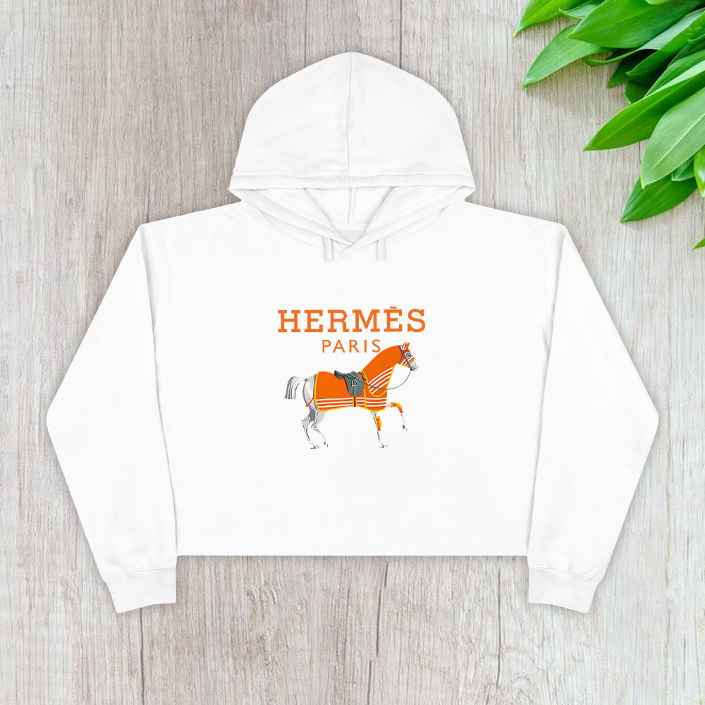 Hermes-Paris-Horse-Original-Logo-Crop-Pullover-Hoodie-For-Lady-CPH1497 Hermes Paris Horse Original Logo Crop Pullover Hoodie For Lady CPH1497