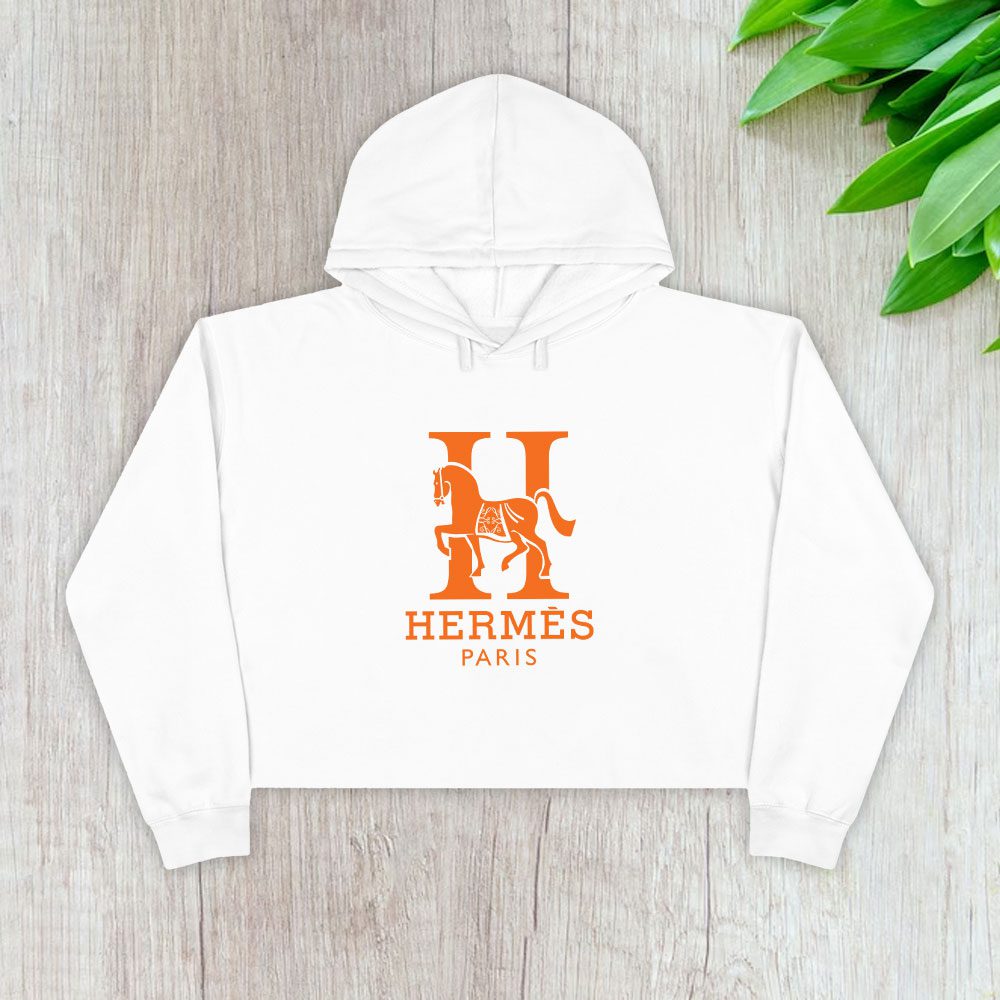 Hermes-Paris-Horse-Original-Logo-Crop-Pullover-Hoodie-For-Lady-CPH1504 Hermes Paris Horse Original Logo Crop Pullover Hoodie For Lady CPH1504