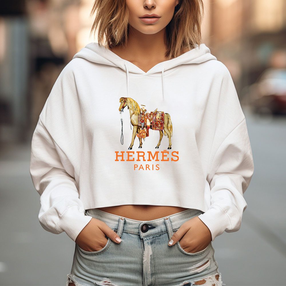 Hermes-Paris-Horse-Original-Logo-Crop-Pullover-Hoodie-For-Lady-CPH1509-2