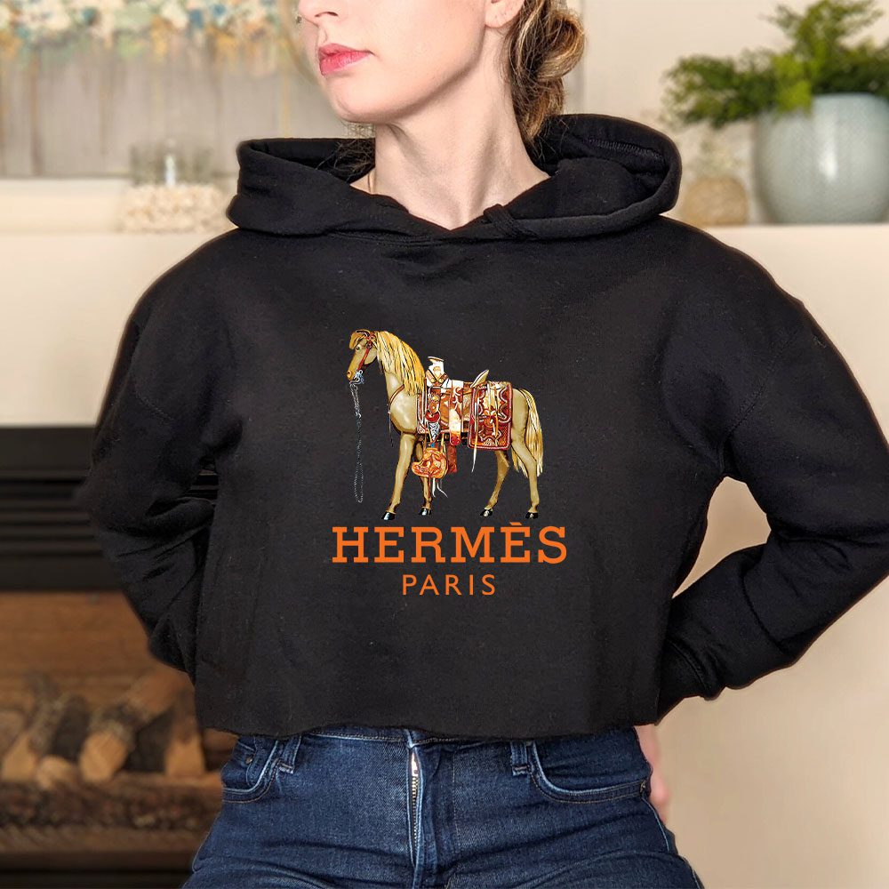 Hermes-Paris-Horse-Original-Logo-Crop-Pullover-Hoodie-For-Lady-CPH1509-3