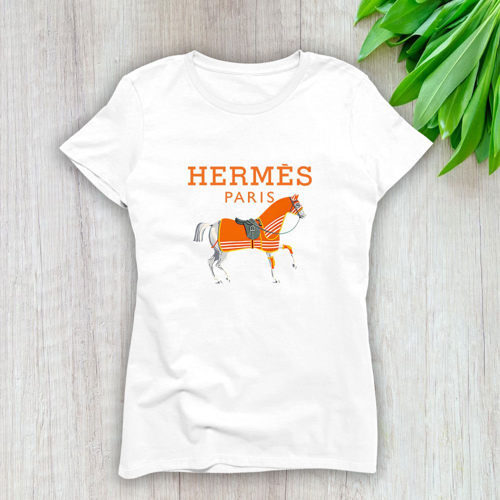 Hermes-Paris-Horse-Original-Logo-Lady-T-Shirt-Luxury-Tee-For-Women-LDS1499 Hermes Paris Horse Original Logo Lady T-Shirt Luxury Tee For Women LDS1499