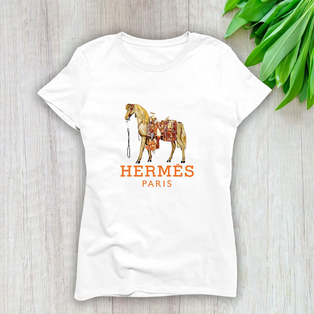 Hermes-Paris-Horse-Original-Logo-Lady-T-Shirt-Luxury-Tee-For-Women-LDS1511 Hermes Paris Horse Original Logo Lady T-Shirt Luxury Tee For Women LDS1511