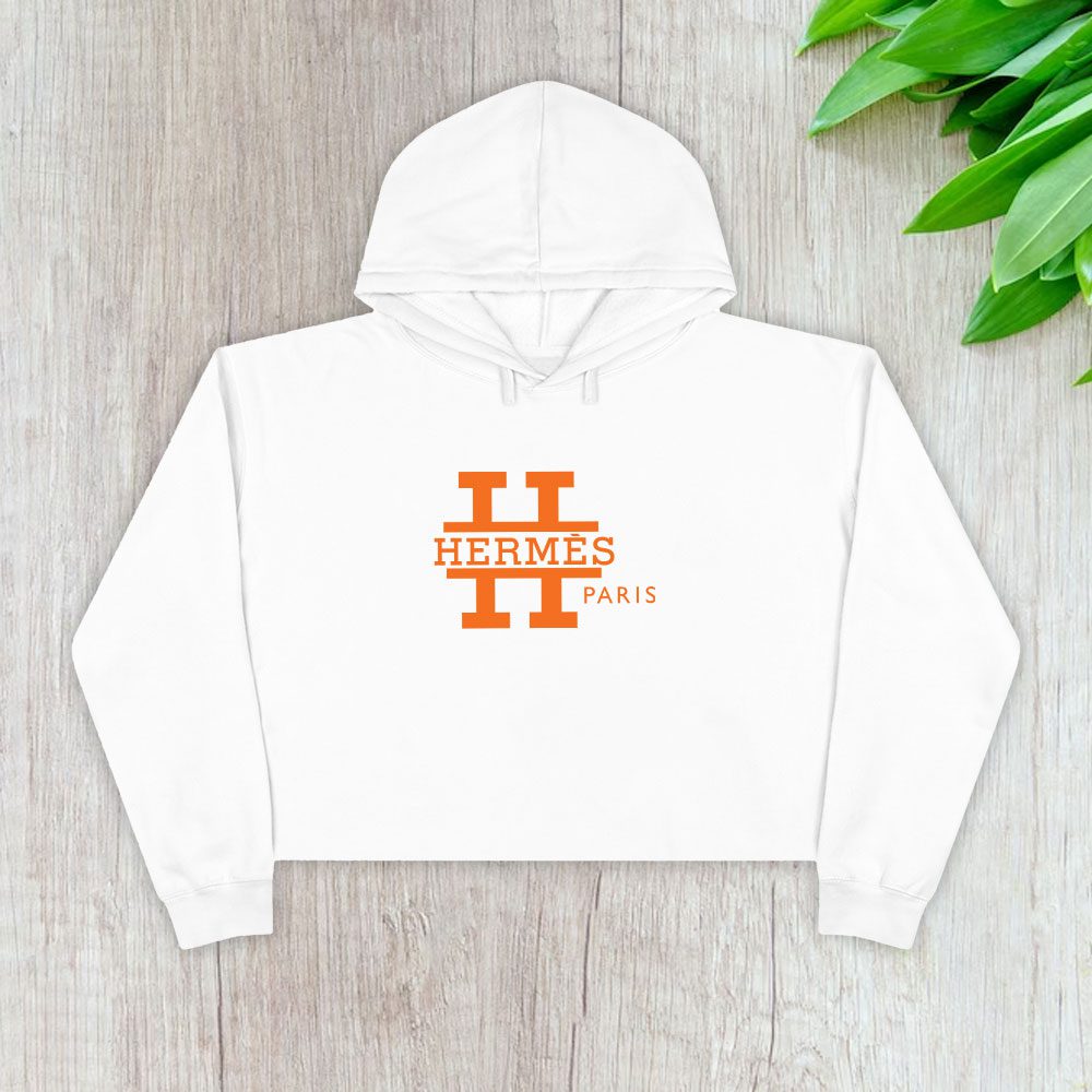 Hermes-Paris-Original-Logo-Crop-Pullover-Hoodie-For-Lady-CPH1505 Hermes Paris Original Logo Crop Pullover Hoodie For Lady CPH1505