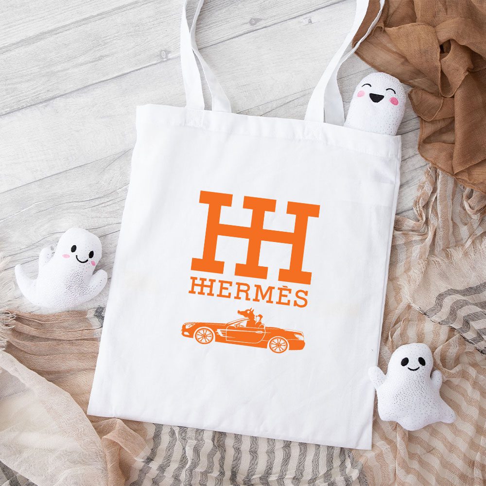 Hermes-Paris-Rolls-Royce-Cotton-Canvas-Tote-Bag-TTB1513 Hermes Paris Rolls Royce Cotton Canvas Tote Bag TTB1513