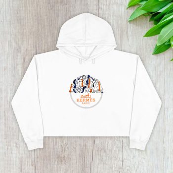 Hermes Paris Seahorses Logo Crop Pullover Hoodie For Lady CPH1499