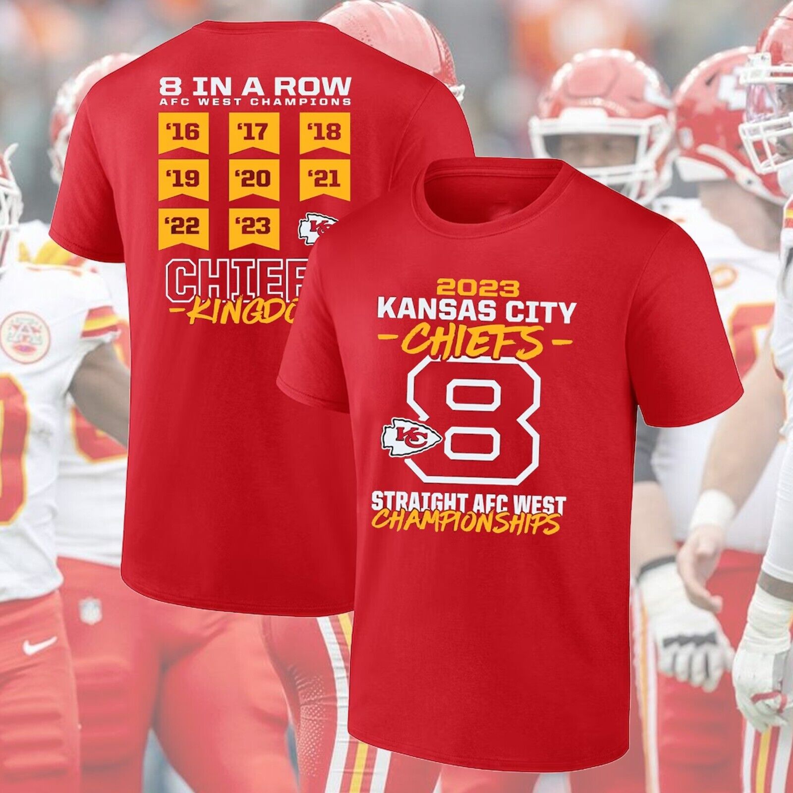 Kansas-City-Team-Chiefs-Eight-time-AFC-West-Division-Champions-Unisex-T-Shirt Kansas City Team Chiefs Eight time AFC West Division Champions Unisex T-Shirt