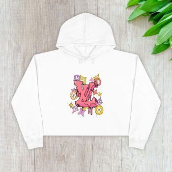 Louis Vuitton Graffiti Logo Crop Pullover Hoodie For Lady CPH1546