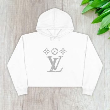 Louis Vuitton Logo Luxury Diamonds Crop Pullover Hoodie For Lady CPH1662
