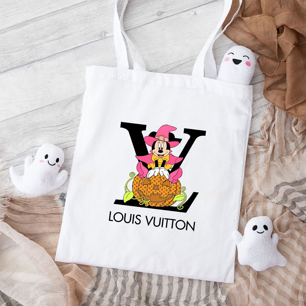 Louis-Vuitton-Logo-Luxury-Halloween-Pumpkin-Minnie-Mouse-Cotton-Canvas-Tote-Bag-TTB1719 Louis Vuitton Logo Luxury Halloween Pumpkin Minnie Mouse Cotton Canvas Tote Bag TTB1719