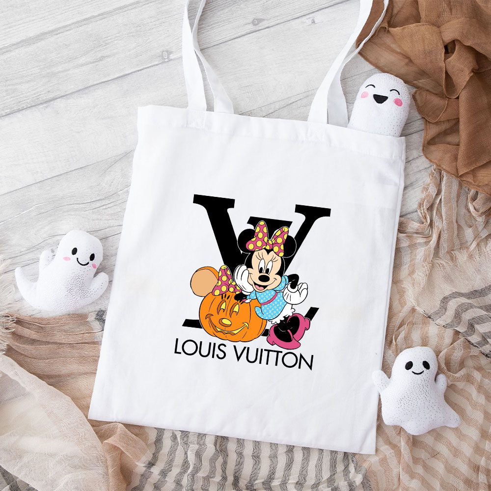 Louis-Vuitton-Logo-Luxury-Halloween-Pumpkin-Minnie-Mouse-Cotton-Canvas-Tote-Bag-TTB1721 Louis Vuitton Logo Luxury Halloween Pumpkin Minnie Mouse Cotton Canvas Tote Bag TTB1721