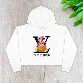 Louis Vuitton Logo Luxury Halloween Pumpkin Minnie Mouse Crop Pullover Hoodie For Lady CPH1719