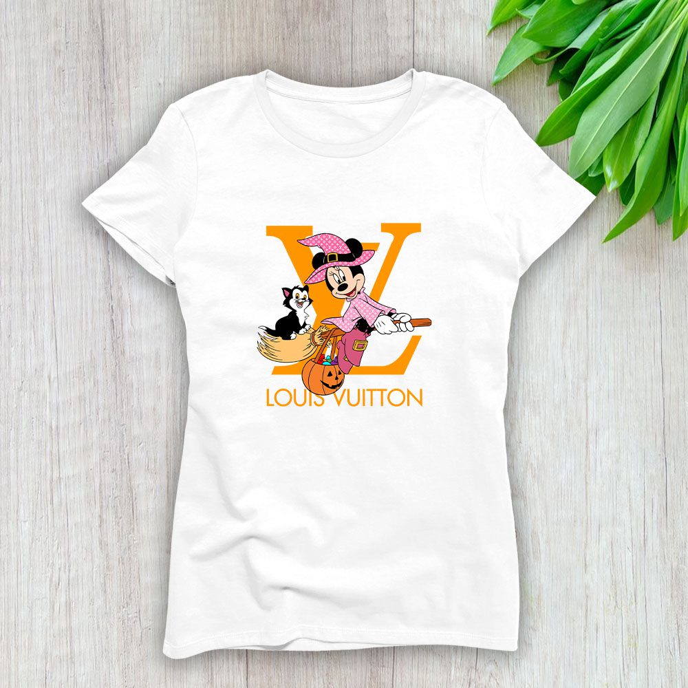 Louis-Vuitton-Logo-Luxury-Halloween-Pumpkin-Minnie-Mouse-Lady-T-Shirt-Luxury-Tee-For-Women-LDS1725 Louis Vuitton Logo Luxury Halloween Pumpkin Minnie Mouse Lady T-Shirt Luxury Tee For Women LDS1725