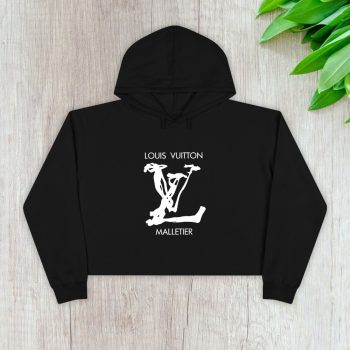Louis Vuitton Logo Luxury Malletier Crop Pullover Hoodie For Lady CPH1687