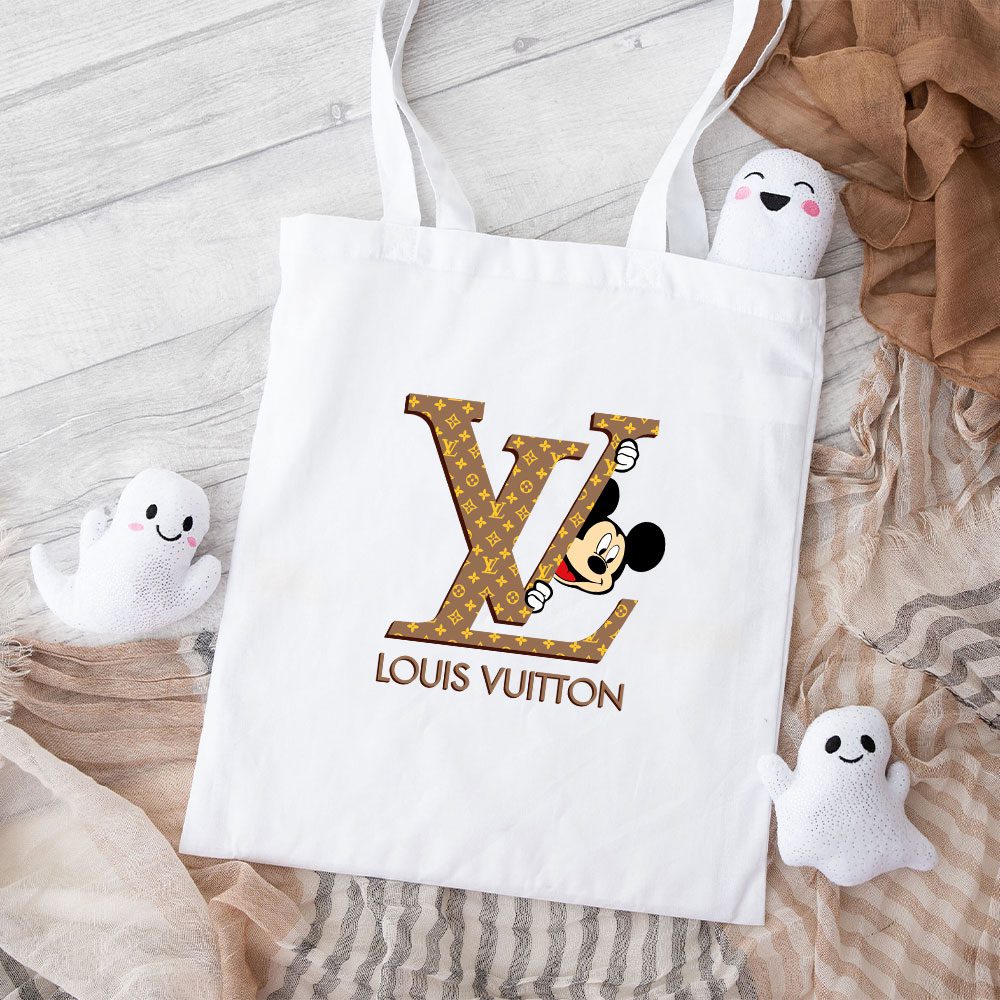 Louis-Vuitton-Logo-Luxury-Monogram-Canvas-Pattern-Mickey-Mouse-Cotton-Canvas-Tote-Bag-TTB1705 Louis Vuitton Logo Luxury Monogram Canvas Pattern Mickey Mouse Cotton Canvas Tote Bag TTB1705