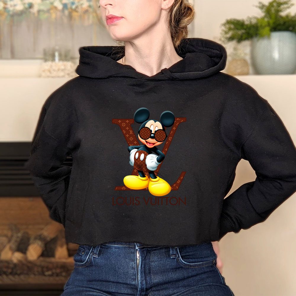Louis-Vuitton-Logo-Luxury-Monogram-Canvas-Pattern-Mickey-Mouse-Crop-Pullover-Hoodie-For-Lady-CPH1645-3
