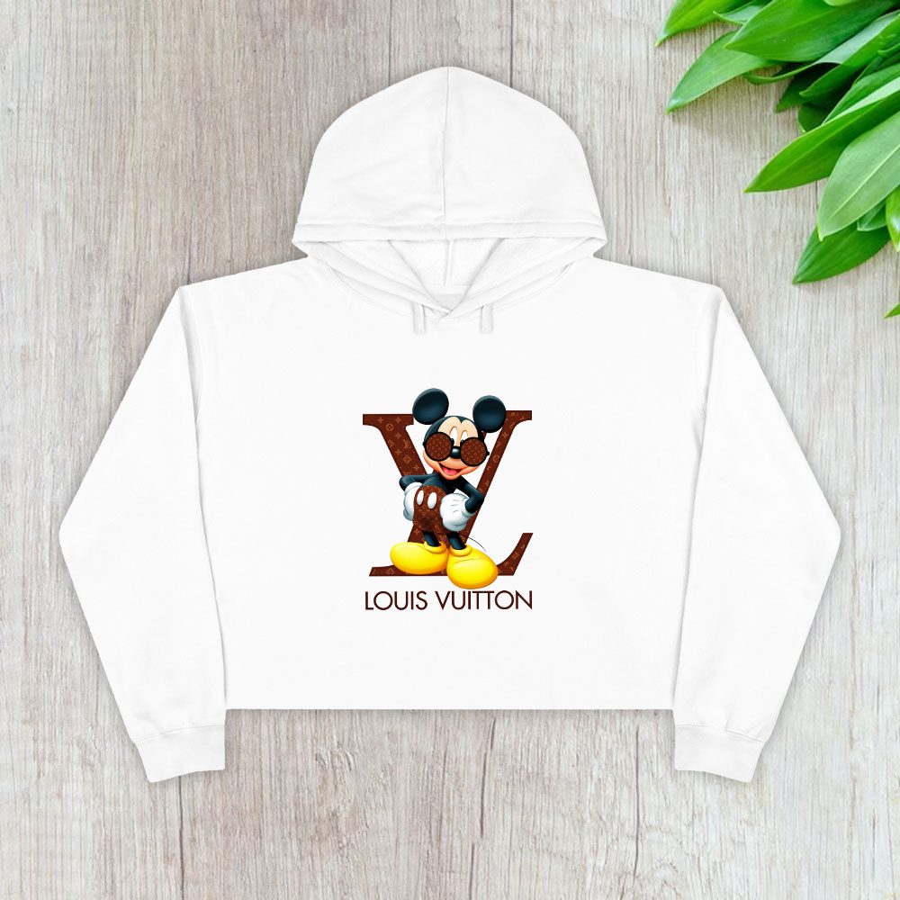 Louis-Vuitton-Logo-Luxury-Monogram-Canvas-Pattern-Mickey-Mouse-Crop-Pullover-Hoodie-For-Lady-CPH1645 Louis Vuitton Logo Luxury Monogram Canvas Pattern Mickey Mouse Crop Pullover Hoodie For Lady CPH1645