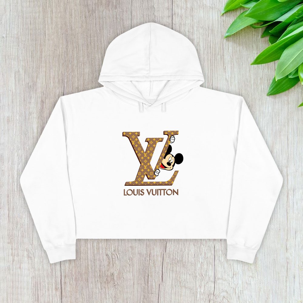 Louis-Vuitton-Logo-Luxury-Monogram-Canvas-Pattern-Mickey-Mouse-Crop-Pullover-Hoodie-For-Lady-CPH1705 Louis Vuitton Logo Luxury Monogram Canvas Pattern Mickey Mouse Crop Pullover Hoodie For Lady CPH1705