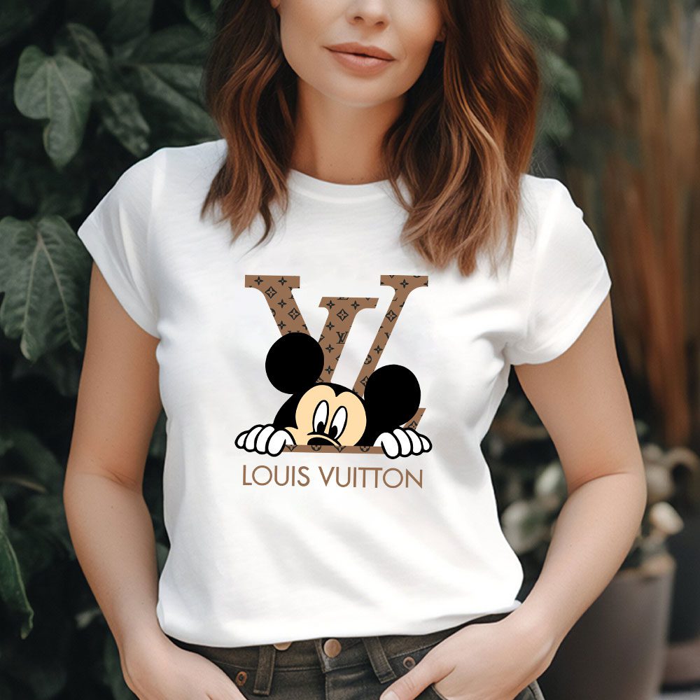 Louis-Vuitton-Logo-Luxury-Monogram-Canvas-Pattern-Mickey-Mouse-Lady-T-Shirt-Luxury-Tee-For-Women-LDS1702-1