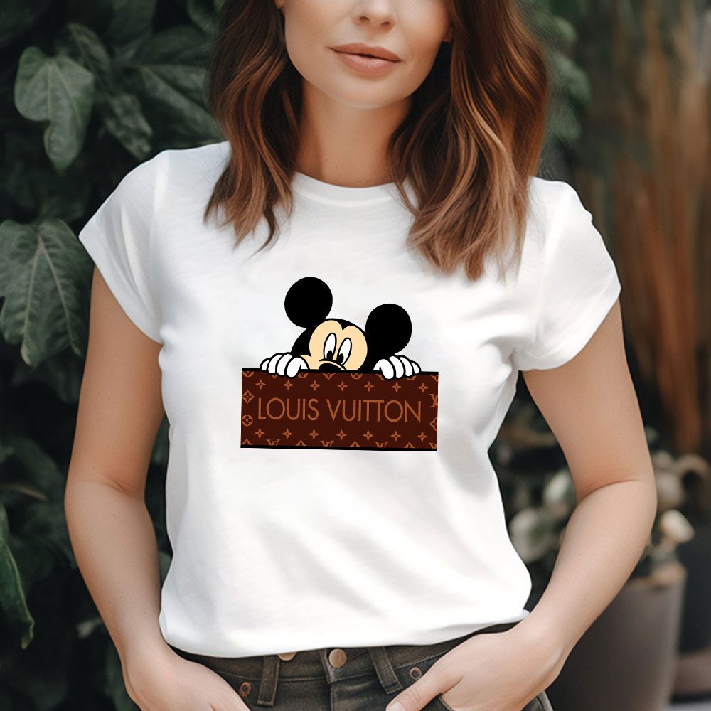 Louis-Vuitton-Logo-Luxury-Monogram-Canvas-Pattern-Mickey-Mouse-Lady-T-Shirt-Luxury-Tee-For-Women-LDS1704-1